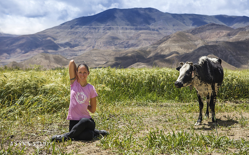 Гомукхасана на природе